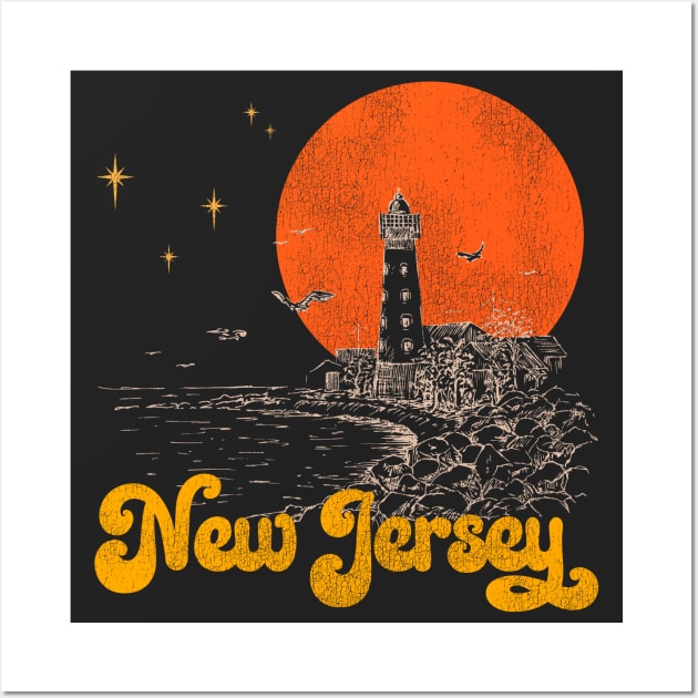 Vintage State of New Jersey Mid Century Distressed Aesthetic Wall Art by darklordpug